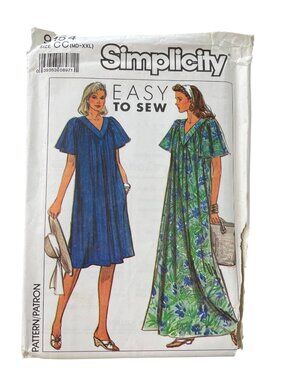 Vintage 80s Simplicity 9154 Sewing Pattern Medium-XXL Easy To Sew Dress UNCUT